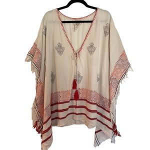 Anthropologie Cream and Red Swim Coverup